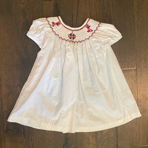 Christmas ornament smocked bishop dress